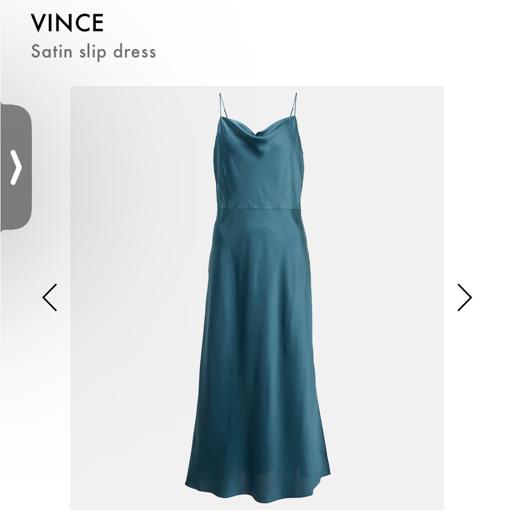 Vince Satin Slip Teal Midi Dress